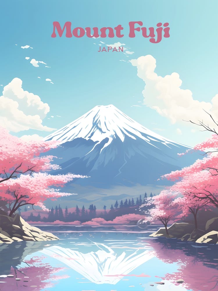 Mont Fuji Japon Art de Voyage Moderne Printanier