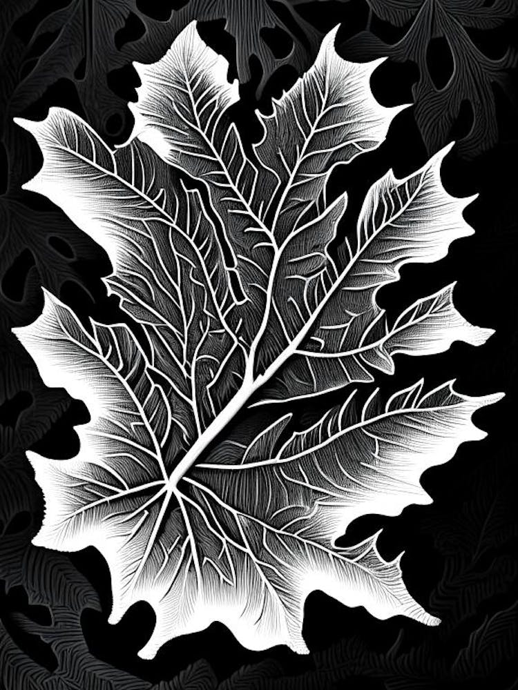 Oak Leaf Linocut 2