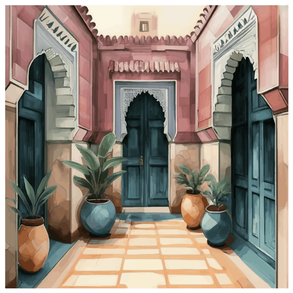 Doorway, Marrakech Impressions, Contemporary Watercolor