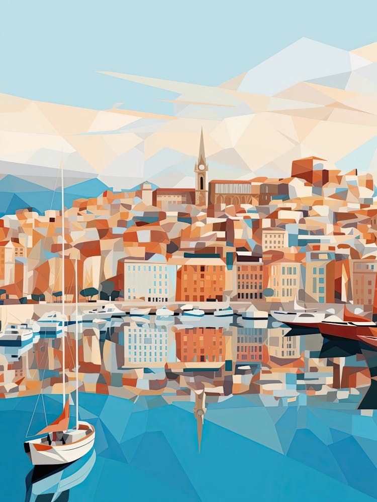 Marseille, France, Geometric Illustration 1