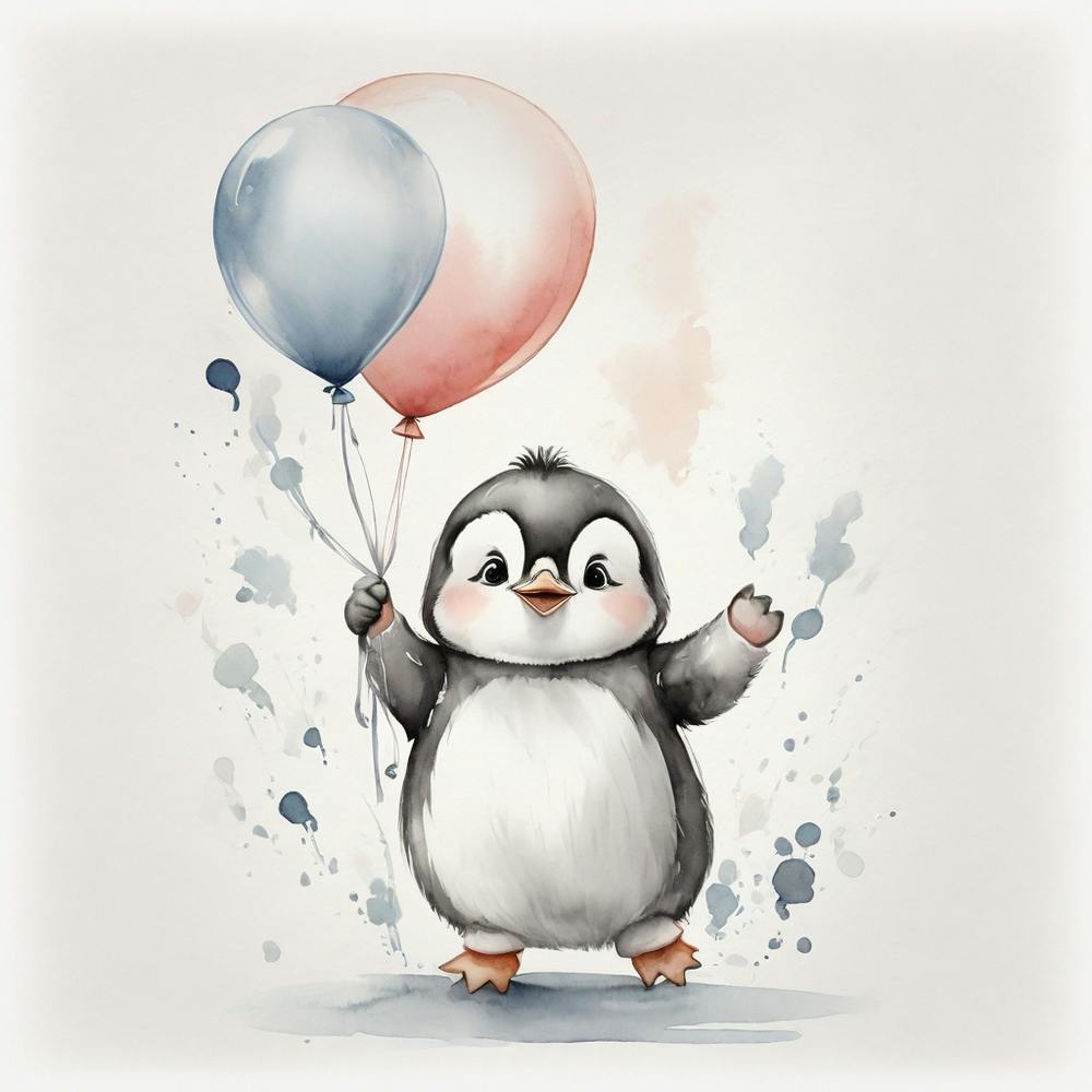 Penguin With Balloons