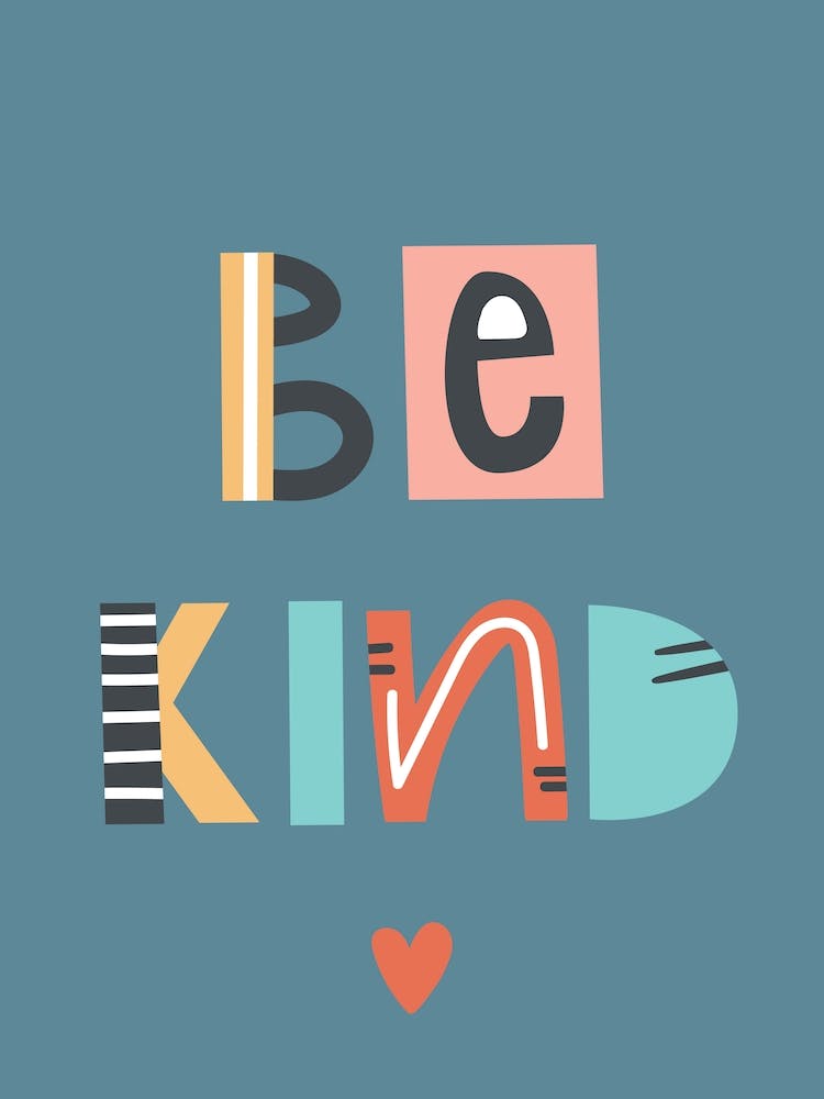 Be Kind Neutral Nursery Kids Word Art Teal
