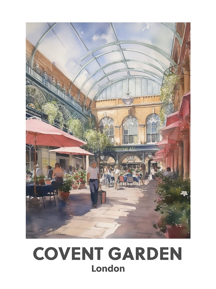 Covent Garden, London 4 Watercolour Travel Poster