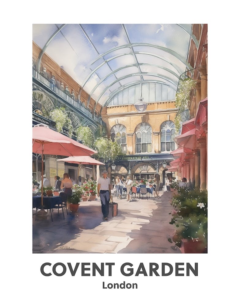 Covent Garden, London 4 Watercolour Travel Poster