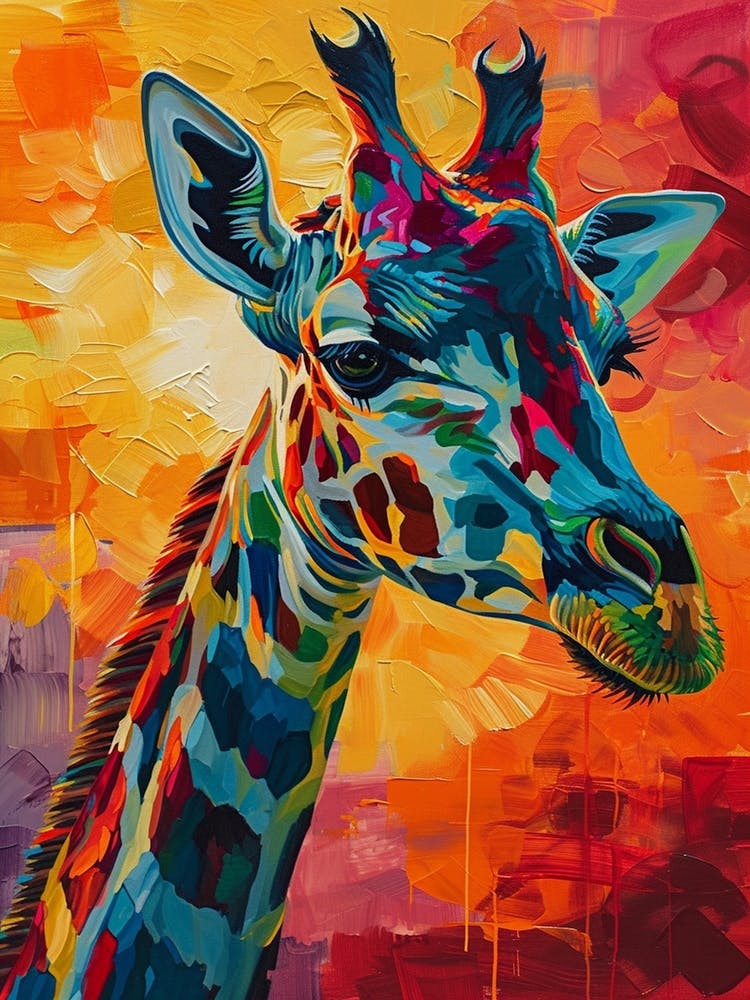 Colourful Giraffe Portrait 4