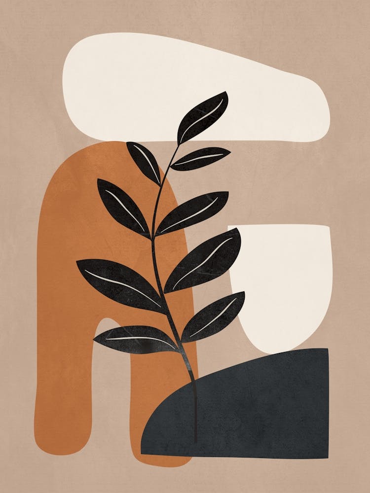 Moderne Abstrakte Minimale Formen Zweige Kunst 8