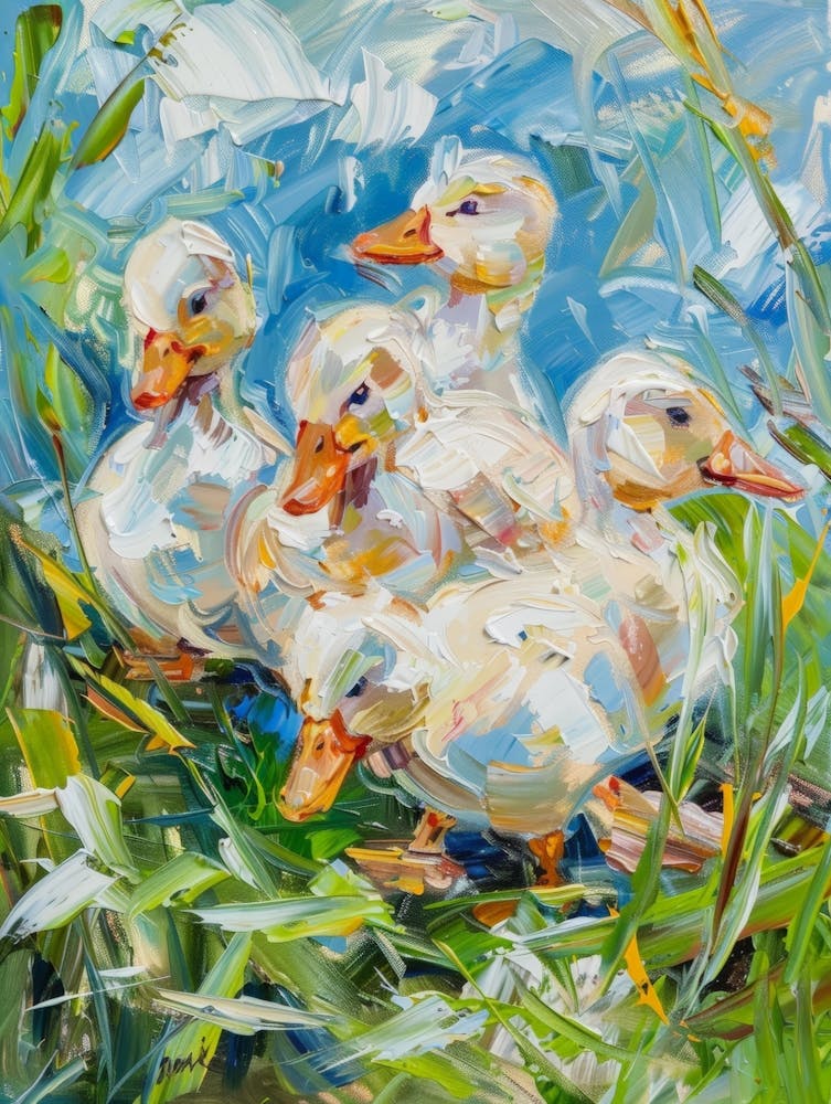 Ducks In The Grass