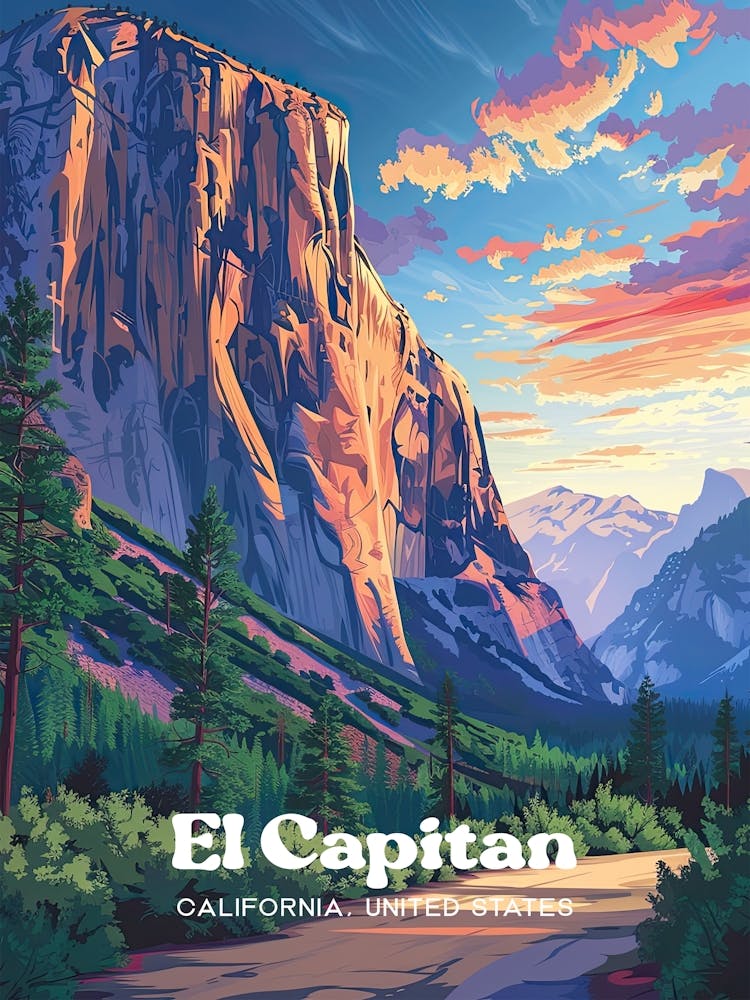 El Capitan Hiking Travel Art