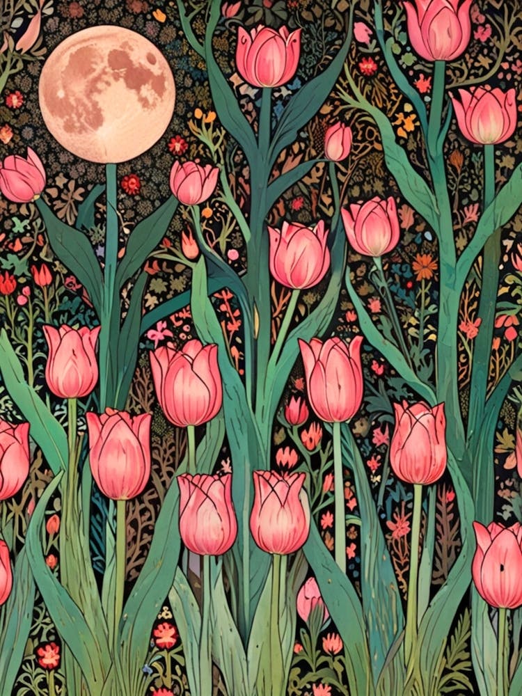 William Morris - Tulipes Roses