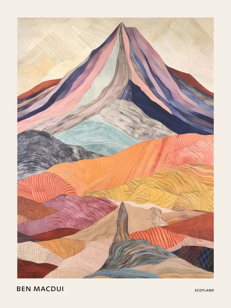Ben Macdui Scotland Colourful Mountain Illustration Poster