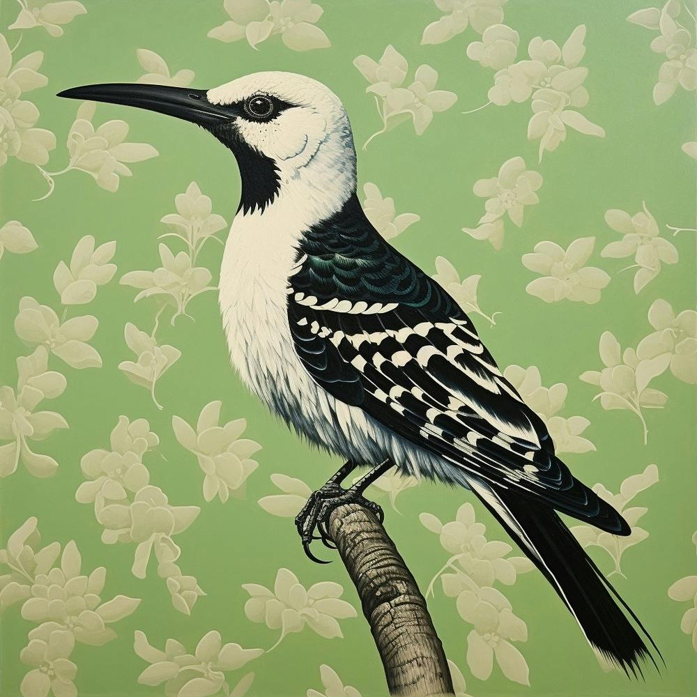 Ohara Koson Inspired Bird Painting Hoopoe 3 Square