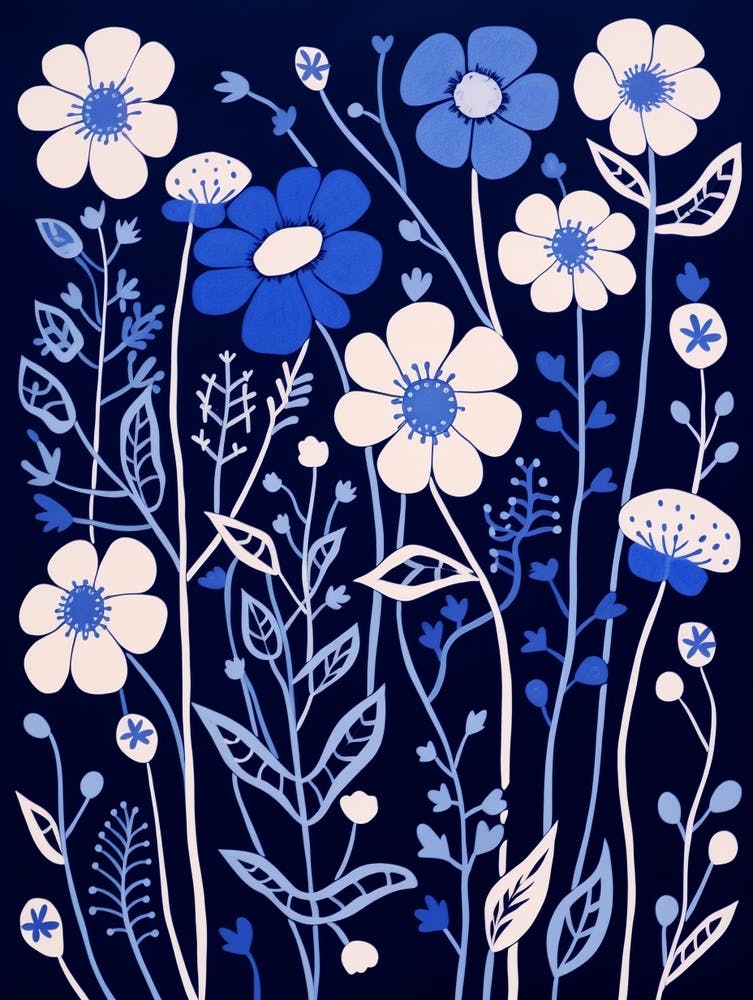 Blaue Blumen Illustration Schleierkraut 3