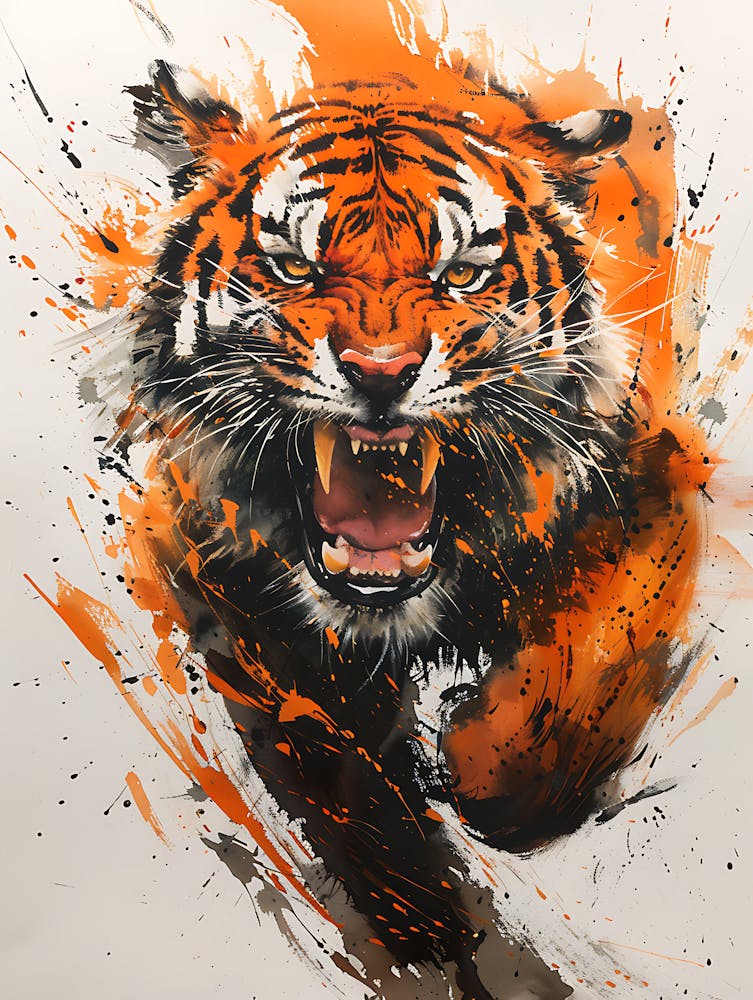Badass Angry Tiger Ink Painting 17