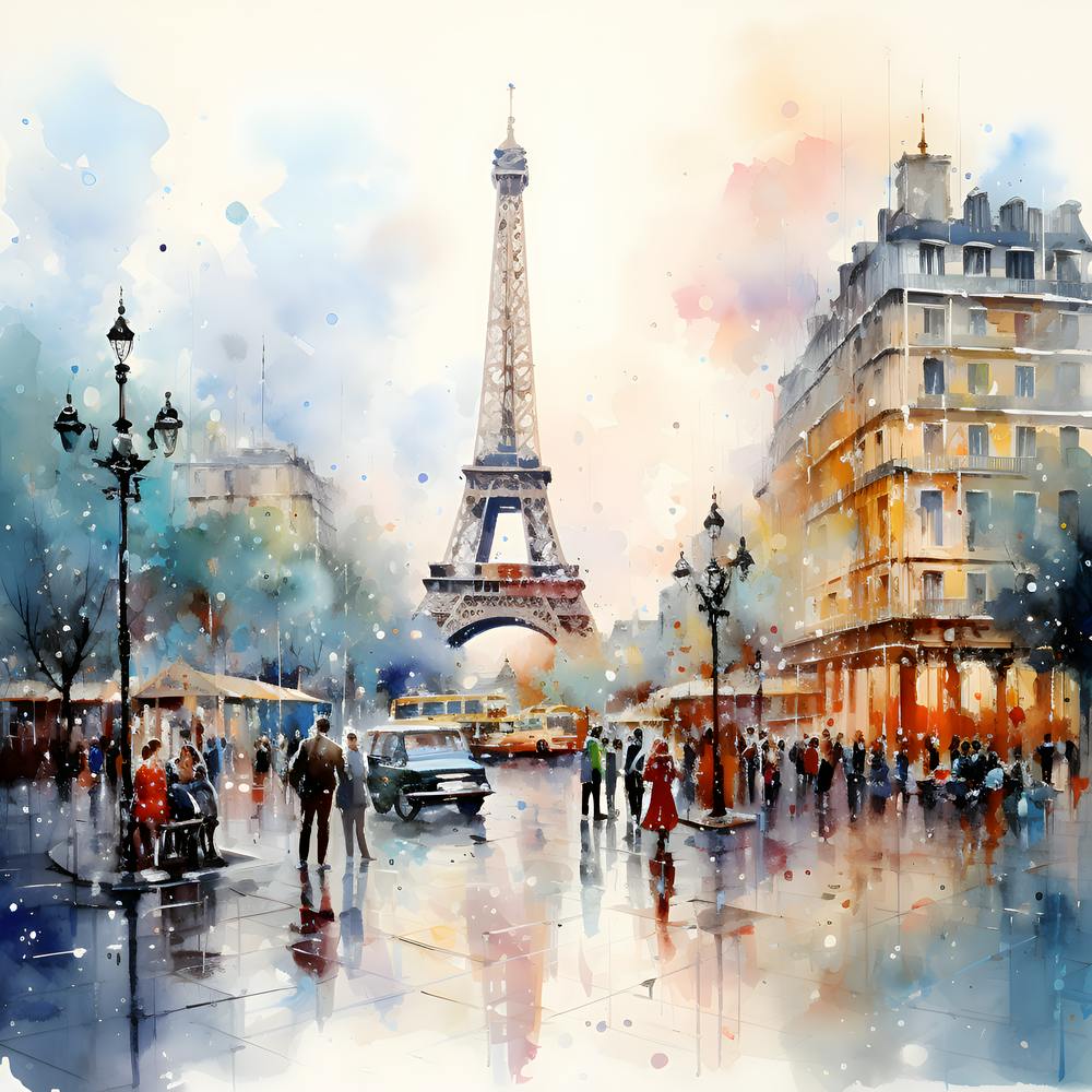 Paris Watercolor Painting
