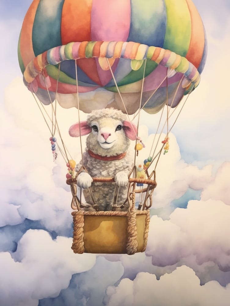 Baby Ram 2 In A Hot Air Balloon
