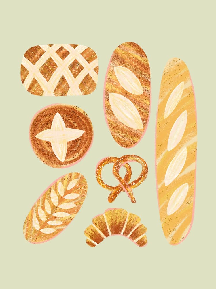 Multiple kinds of bread