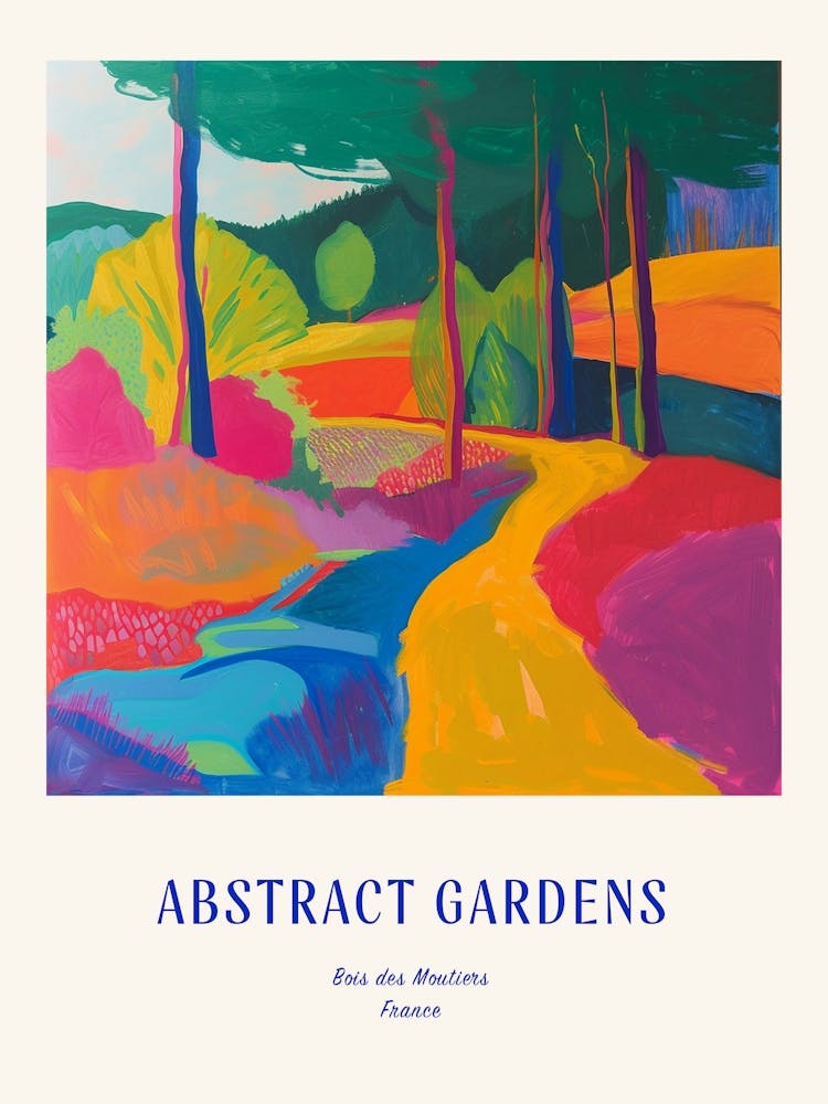 Colourful Gardens Bois Des Moutiers France 1 Blue Poster