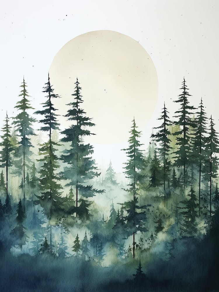 Watercolour Of Tarkine Rainforest   Tasmania Australia 2