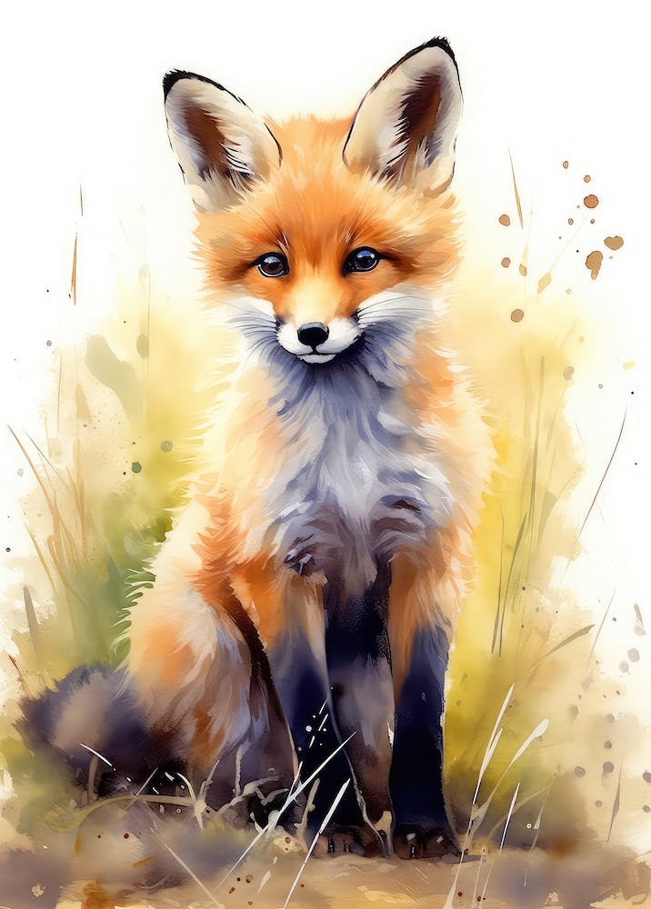 Baby Fox Watercolor
