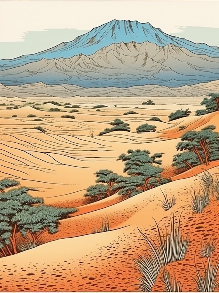Sanddünen von Tottori, Japan Vintage Reisekunst 3