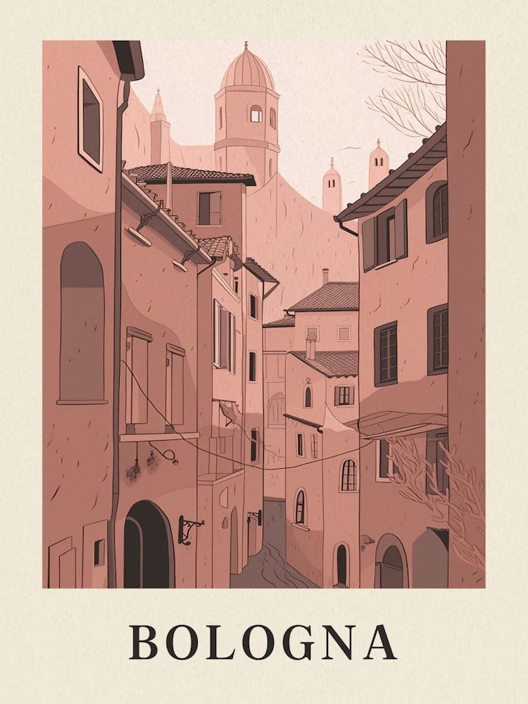 Bologna Vintage Pink Italy Poster