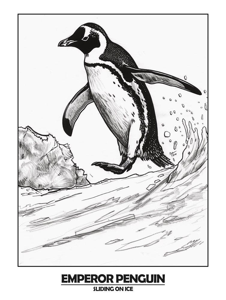 Penguin Sliding On Ice Poster 4