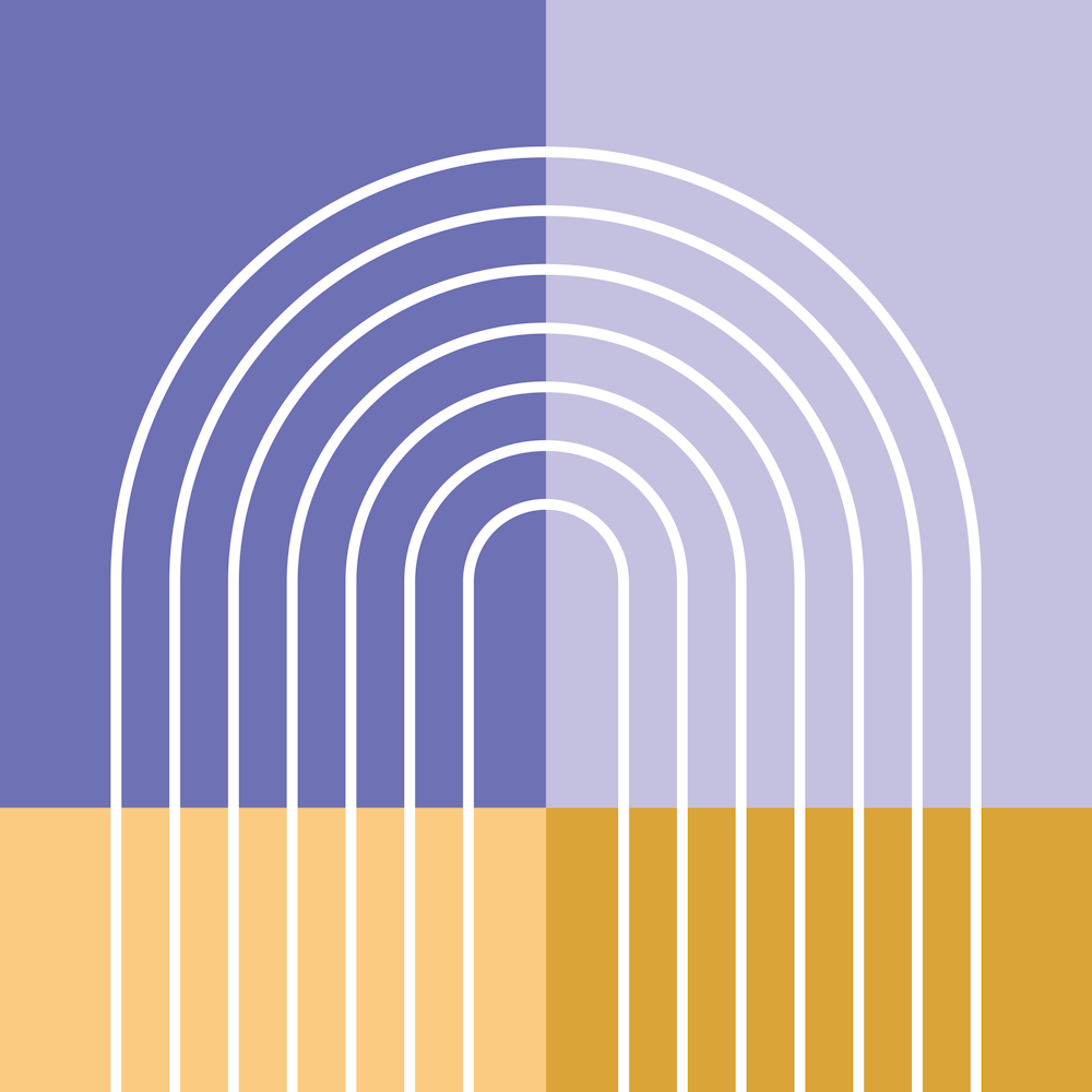 Regenbogen Farbblock-Linie Modern Midcentury Abstrakt 5