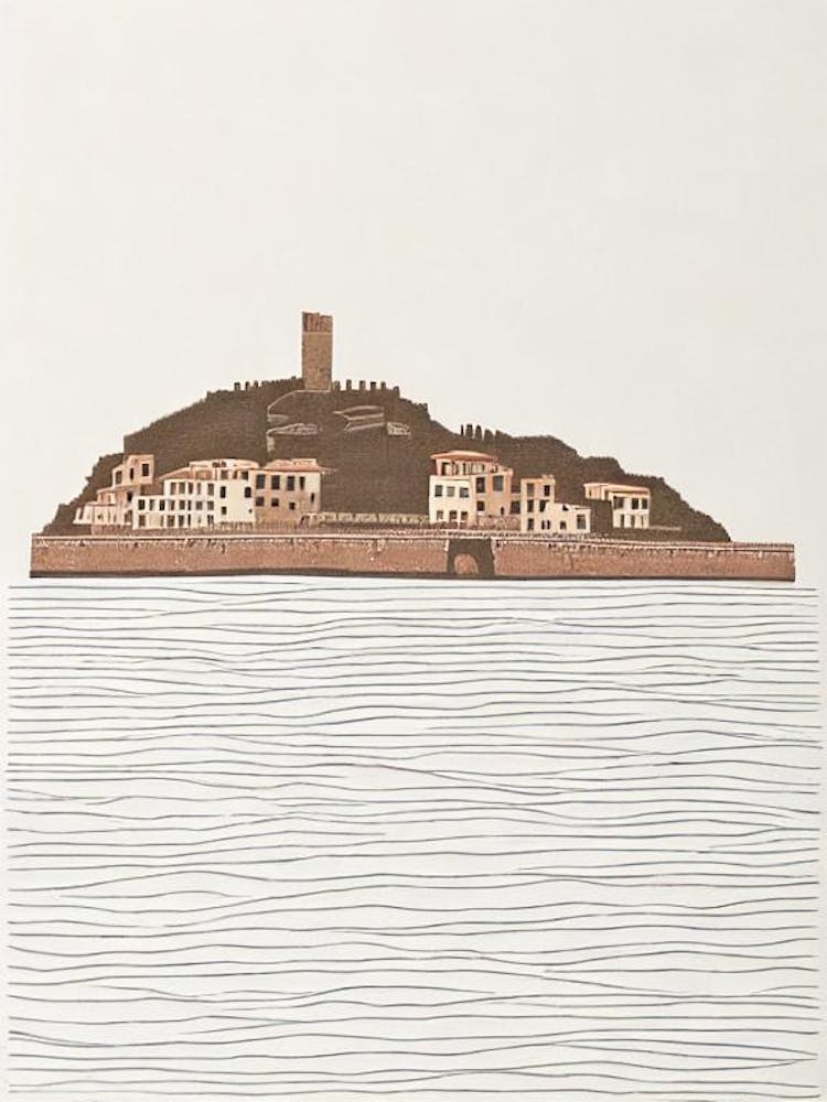 Cinque Terre Liguria Boho Landmark Illustration