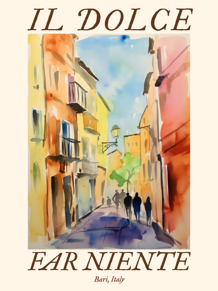 Il Dolce Far Niente Bari, Italien Aquarellstraßen 4 Poster
