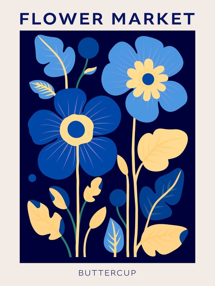 Blue Flower Market Poster Buttercup 4