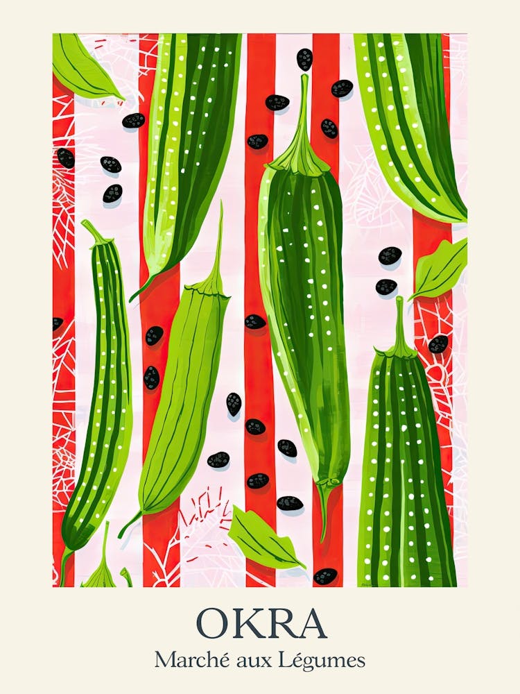 Marche Aux Legumes Okra Summer Illustration 2