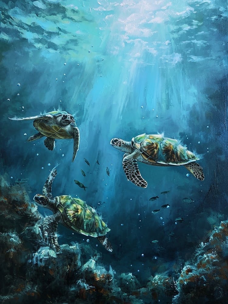 Meeresschildkröten vom Licht Unterwasser beleuchtet 8