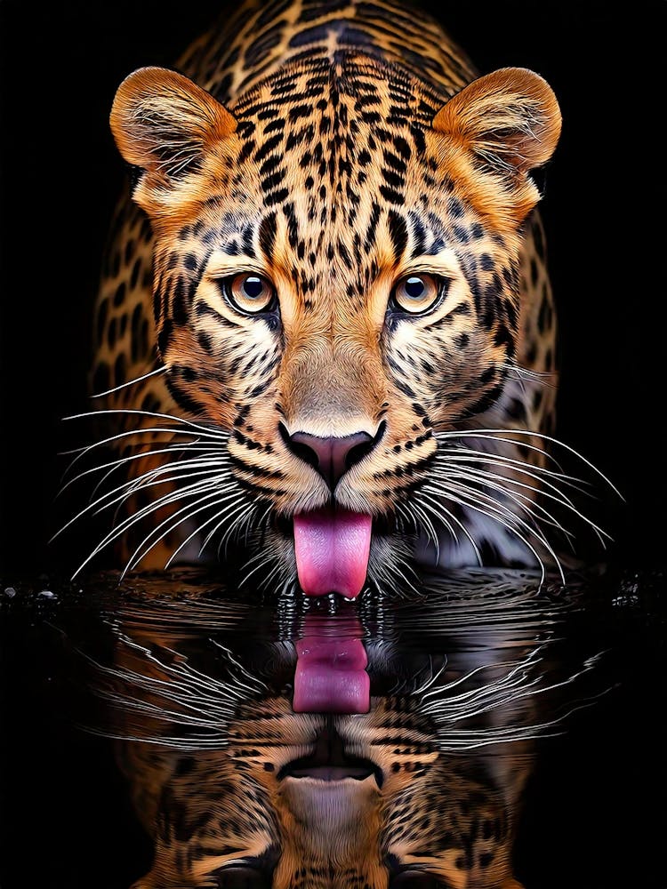Leopard Drinking Water
