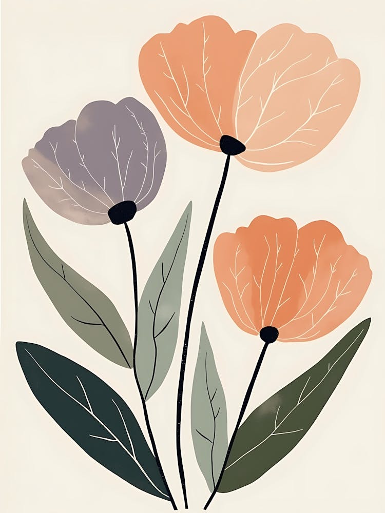 Ruhige Blüten Pastell Botanische Gelassenheit