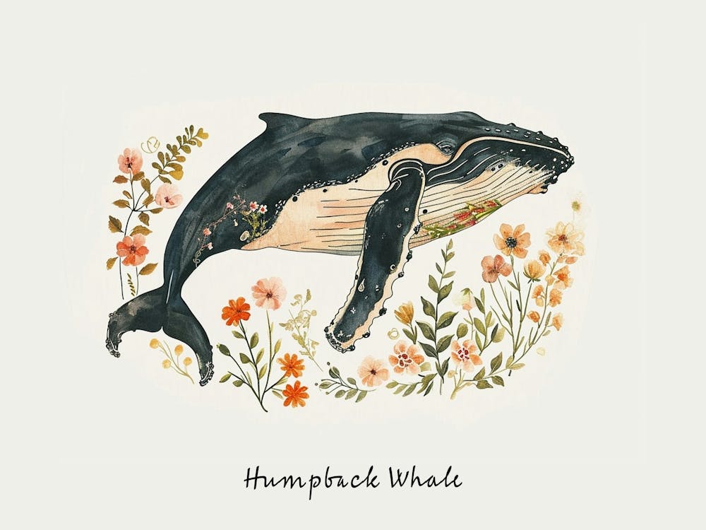 Little Floral Humpback Whale 4 Poster