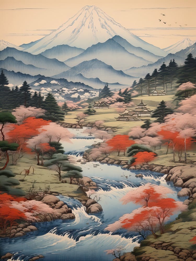 Yatsugatake Mountains In Yamanashi, Ukiyo E Drawing 3