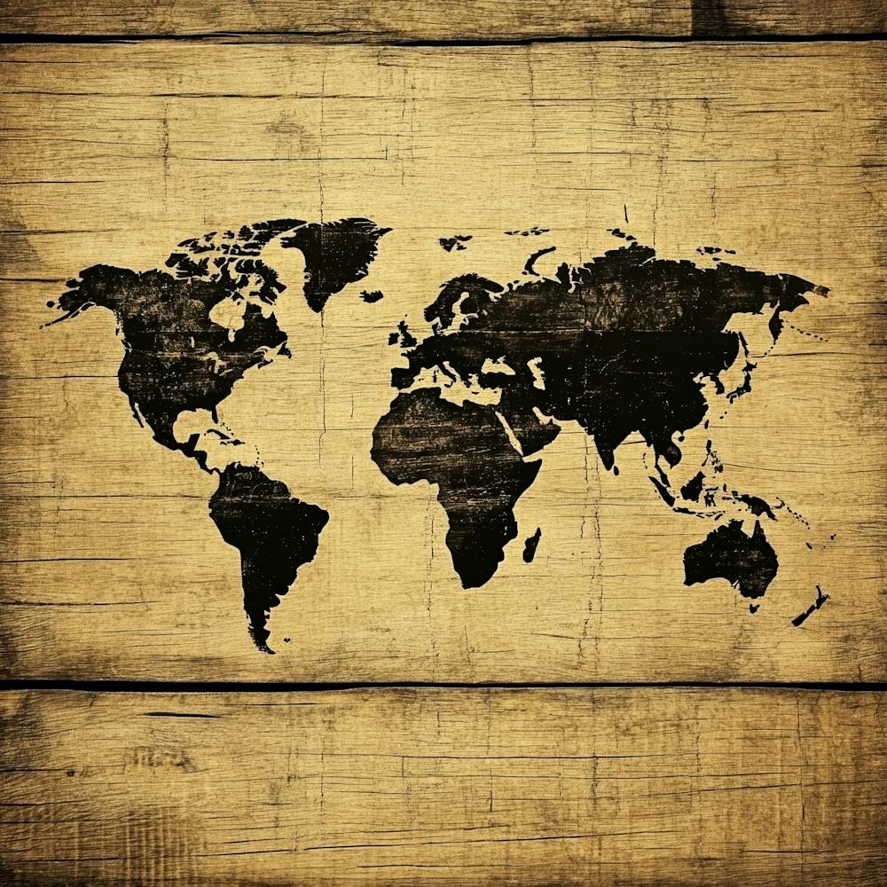 World Map On Wood Art