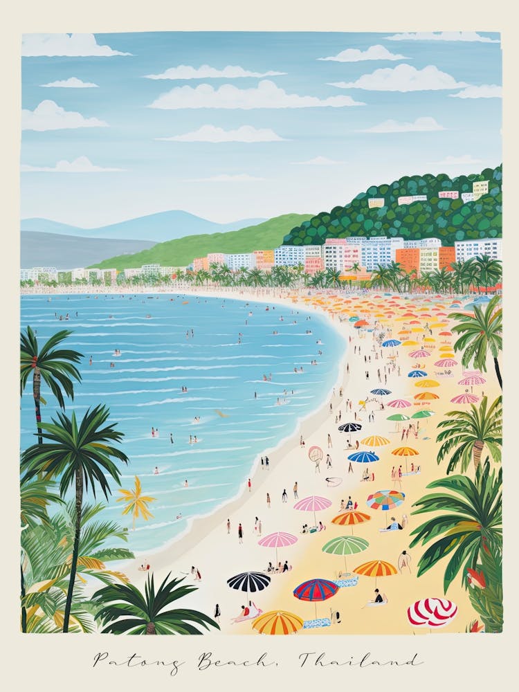 Poster Of Patong Beach, Phuket, Thailand, Matisse And Rousseau Style 1