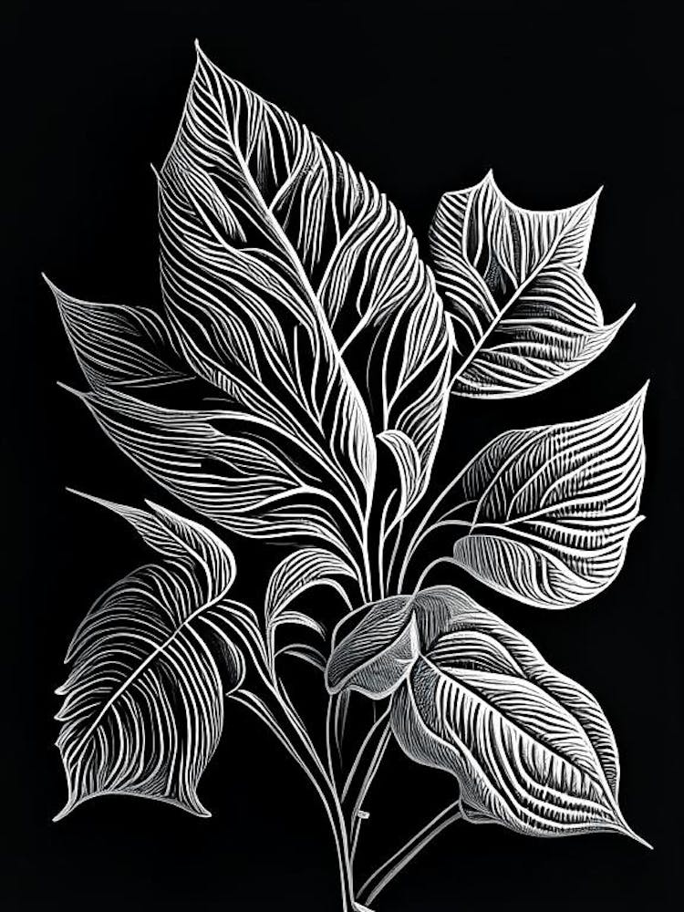 Bergamot Leaf Linocut 3