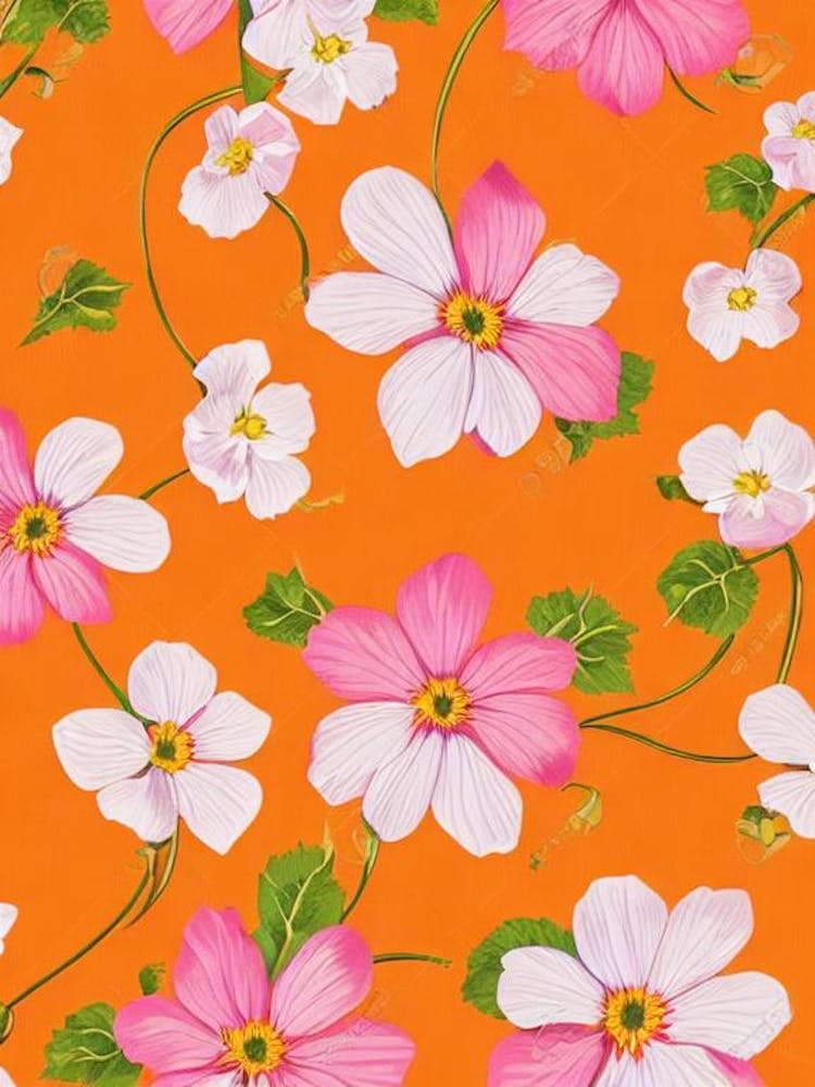 Morning Glory Floral Print Warm Tones1 Flower