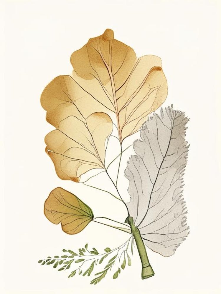 Ginkgo Spices And Herbs Pencil Illustration 1