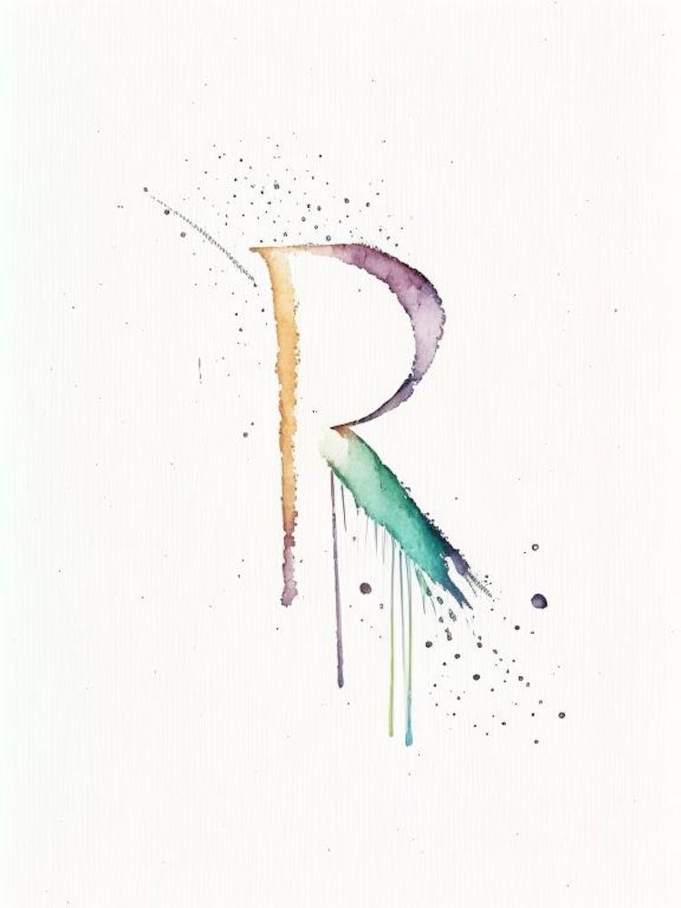 R, Letter, Alphabet Minimalist Watercolour 4