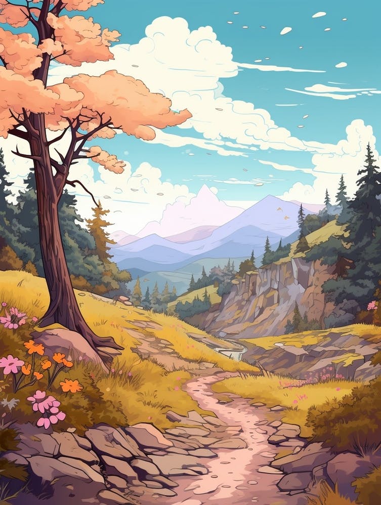 Wonderland Trail Usa Hike Illustration