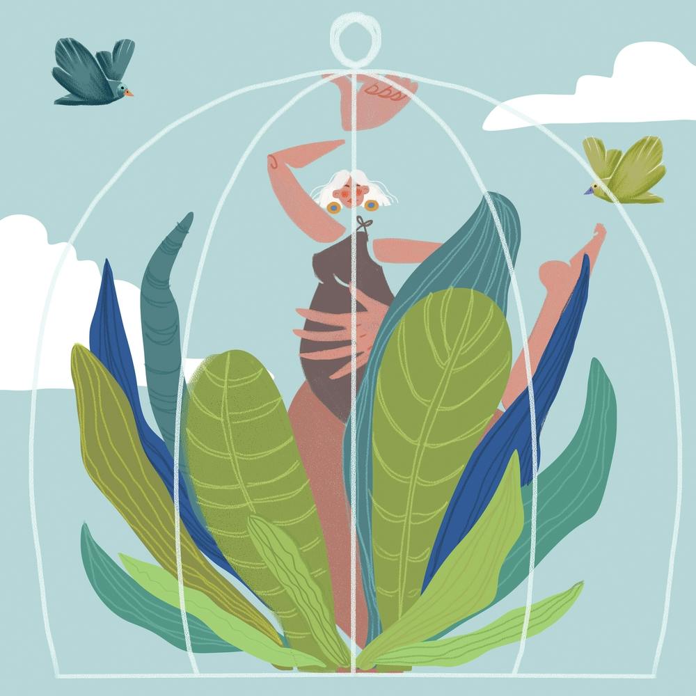 Girl In The Bird's Cage Square