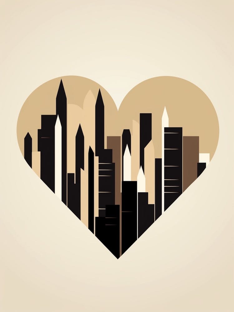 Simple Skyline Heart Cream & Black 4