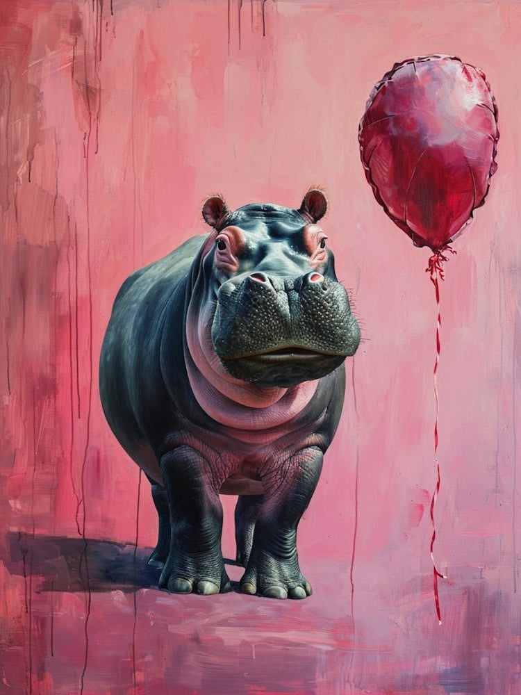 Cute Hippopotamus 1 With Balloon