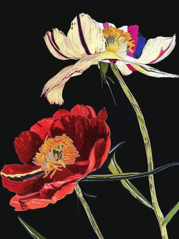 Neon Flowers On Black Ranunculus 2