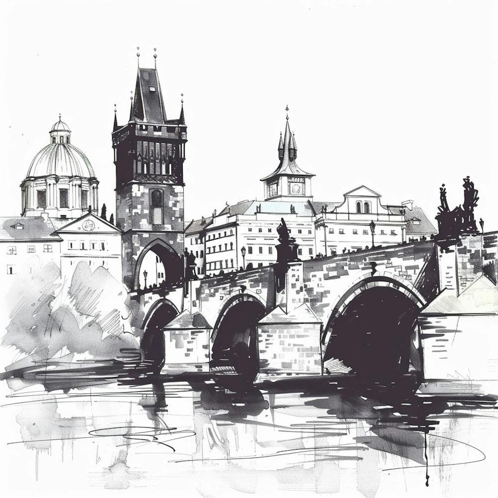 A Prague With Charles Bridge Hand Drawn Sketch I 1720467835 4
