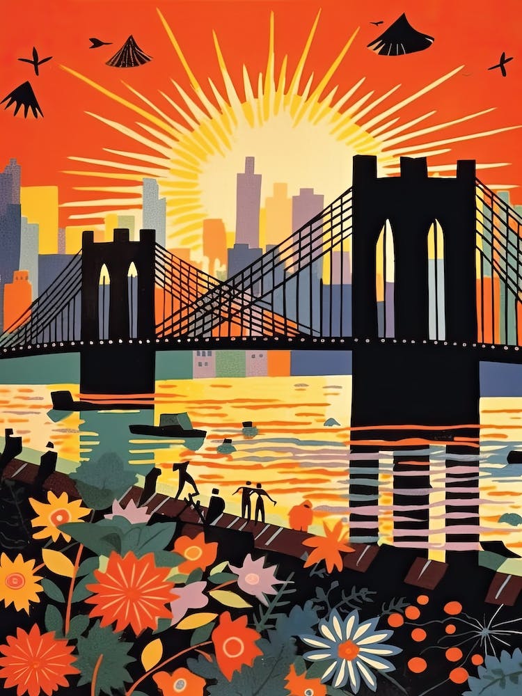 Brooklyn Bridge United States Colourful 1