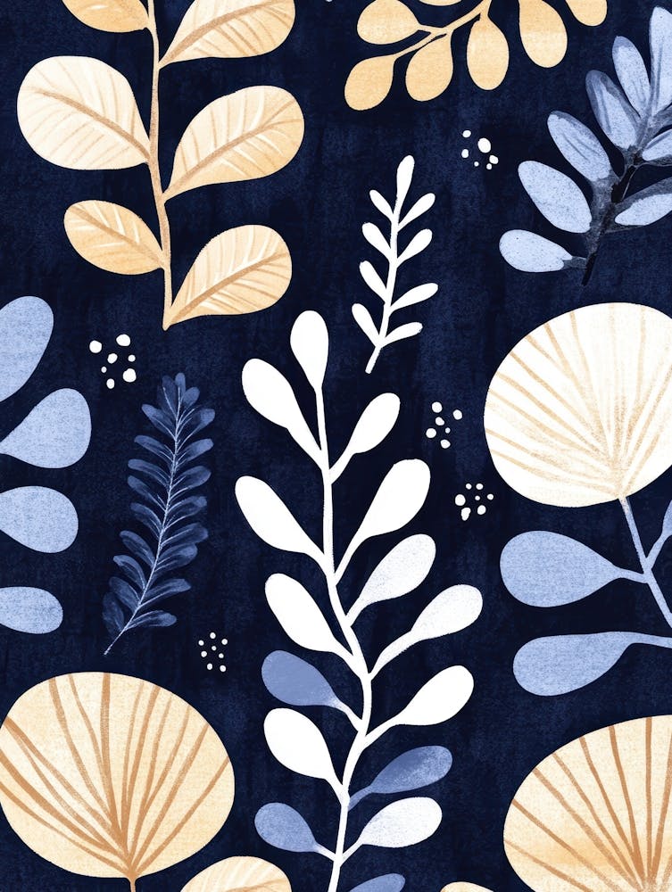 Leaves On A Blue Background 2